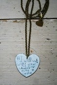 Image of Large enamel heart 'i will walk with you' quote necklace