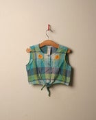 Image of c. 1980s checked embroidered tie top