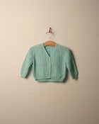 Image of c. 1980s mint cable cardigan 