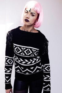 Image of Ivory Jar Pegasi spike stud tribal aztec jumper 
