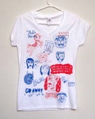 Image of One of a kind Red and Blue Freestyle V-Neck Shirt collab (Ladies Small) by Mildred and Pacolli