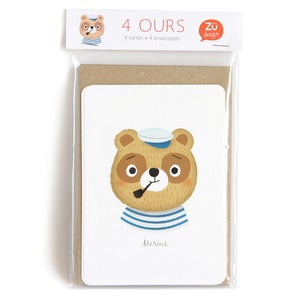 Image of Lot de 4 cartes postales "Ours"