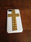 Image of White 3D Gold Cross 5 iPhone Case