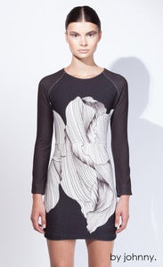 Image of The Petal Knit Sweater Dress - Petal Print Black