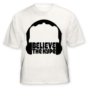 Image of Headphones Black On White Tee