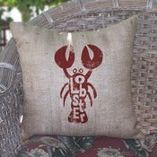 Image of Lobster Burlap Pillow