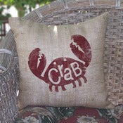 Image of Crab Burlap Pillow