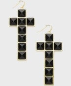Image of Cross Pyramid Stud Statement Earrings