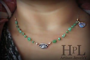Image of EVIL EYE PENDANT- NECKLACE STERLING .999 FINE SILVER - 