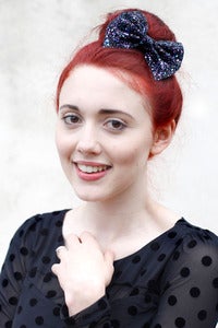 Image of Medium petrol Glitter bow clip