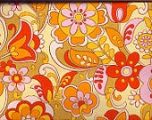 Image of Vintage Groovy Orange Flower 1970's Wallpaper -price is per metre