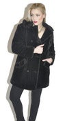 Image of Vintage Double-Breasted Black Faux Fur Coat