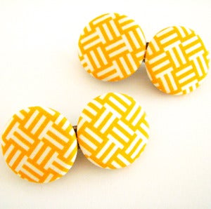 Image of Mustard Basketweave Hair Clips