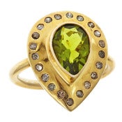 Image of " New " Kara Ackerman <i> Alice Rose <i/> Peridot and Diamond Pear shaped Ring