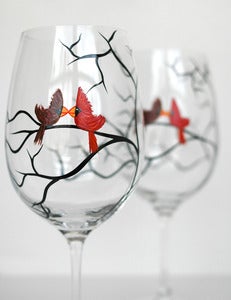Image of Love Birds Wine Glasses