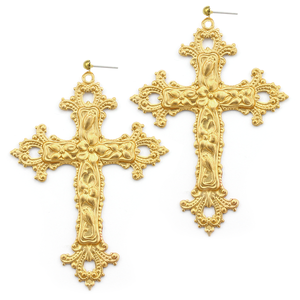 Image of Victoria. Huge Baroque Cross Earrings