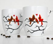 Image of Love Birds with Baby Bird and Nest-2 Coffee Mugs