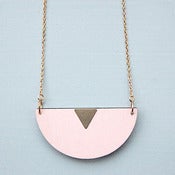Image of Candy Pink Half Moon Wooden Necklace by Rachel Loves Bob