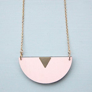 Image of Candy Pink Half Moon Wooden Necklace by Rachel Loves Bob