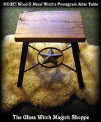 Image of HUGE! Wood & Metal Witch’s Pentagram Altar Table 