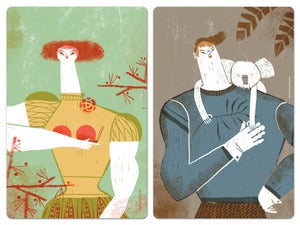 Image of People with animals and a few plants - Postcards