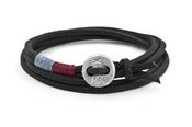 Image of Herren Armband Cross Leder rot hellblau / Men’s bracelet cross leather red lightblue
