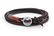 Image of Herren Armband Cross Leder grün orange / Men’s bracelet cross leather orange green