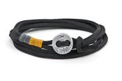 Image of Herren Armband Cross Leder grau gelb / Men’s bracelet cross leather yellow gray