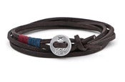 Image of Herren Armband Cross Leder rot blau / Men’s bracelet cross leather red blue