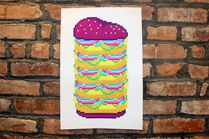 Image of neon burger screenprint
