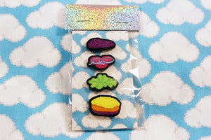 Image of neon burger pin set