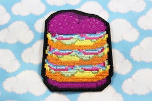 Image of iron-on neon burger patch