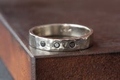 Image of 14kt White Gold Hammered Band with Black Diamonds