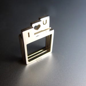 Image of I Heart You Stacking Square Silver Ring - Handmade Custom Initial Stack Square Silver Ring