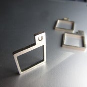 Image of Initial Square Silver Ring - Handmade Custom Initial Stack Square Silver Ring
