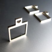 Image of Square Silver Heart Ring - Handmade Custom Initial Stack Square Silver Ring