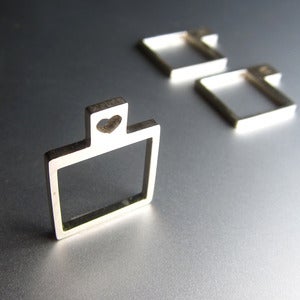 Image of Square Silver Heart Ring - Handmade Custom Initial Stack Square Silver Ring
