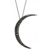 Image of Kara Ackerman <i> GemGirl <i/> Crescent Moon in Sterling silver with Black Stones