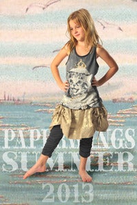 Image of Paper Wings Gold Linen Drawstring Skirt 