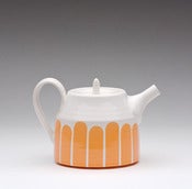 Image of Tangerine Orange Striped Teapot
