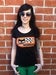 Image of DICE WOMENS BLACK CAT LOW NECK TEE