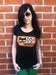 Image of DICE WOMENS BLACK CAT LOW NECK TEE