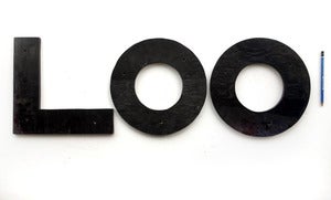 Image of Vintage Large Wooden Letters "LOO" (or "007")