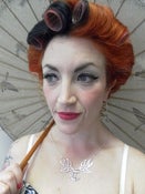 Image of Rockabilly Vintage Style Swallow Bird and Anchor Dark Silvertone Necklace 