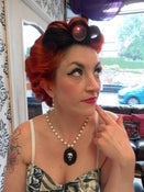 Image of White & Black Sugar Skull Mexican Day of the Dead Style Cameo Necklace 