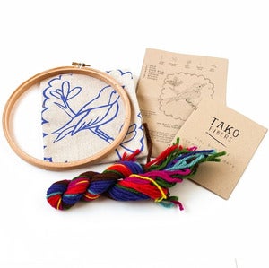 Image of Jeweled Bird Crewel Embroidery Kit