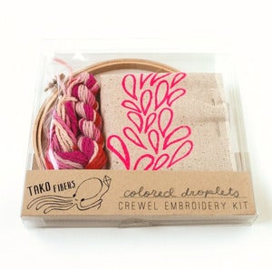 Image of Pink Droplets DIY Crewel Embroidery Kit