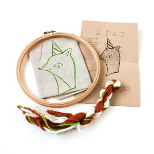 Image of Party Fox Crewel Embroidery Kit 
