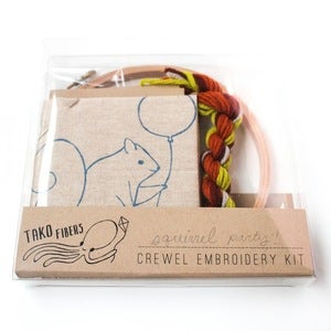 Image of Party Squirrel Crewel Embroidery Kit 