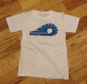 Image of Stickygreen 2 tone logo tee (white/blue)